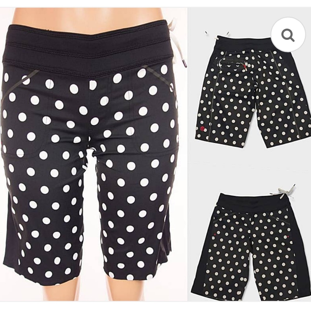 Unique Lululemon Bermuda/board shorts black and white polka dots
